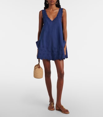 Floral embroidered cotton poplin minidress | Juliet Dunn