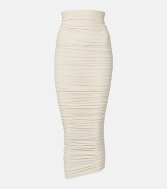 Draped sheer high-rise midi skirt  | Wolford