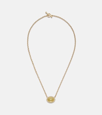 Bermuda Grass 18kt gold chain necklace with beryl and diamonds | Octavia Elizabeth