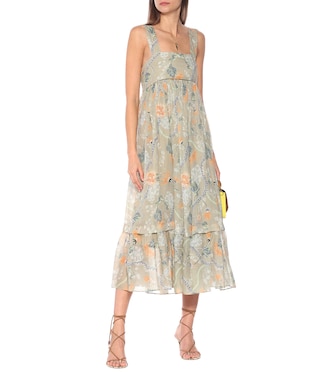 Robe midi en ramie à fleurs | Chloé