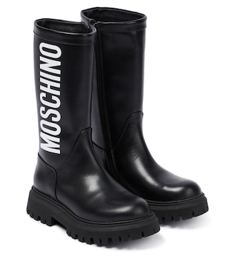 Logo leather boots | Moschino Kids