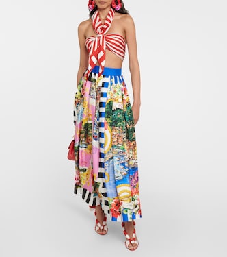 Gonna midi Portofino in seta con stampa | Dolce&Gabbana