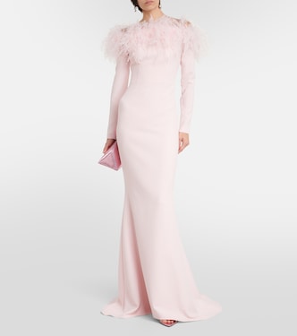 Off-Shoulder-Robe mit Federn | Safiyaa