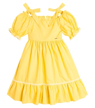 Bow-detail tiered cotton dress  | Patachou