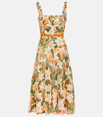 Vestido midi Nispero de lino floral | Agua by Agua Bendita