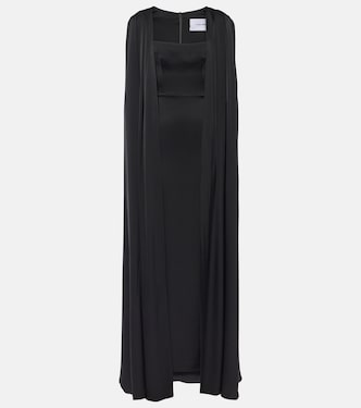 Caped satin crêpe gown | Alex Perry