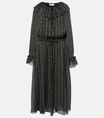 Ruffled gathered silk-blend gown | Chloé