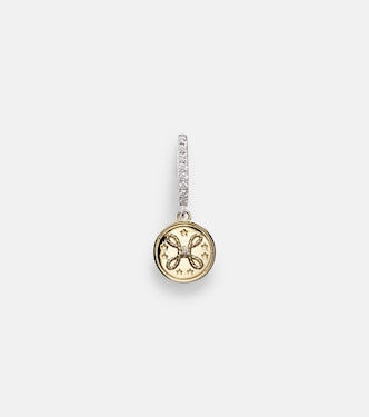 Orecchino singolo True Love Mini in oro giallo e bianco 18kt con diamanti | FoundRae