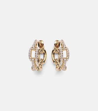 Stax Chain Link 18kt gold hoop earrings with diamonds  | David Yurman