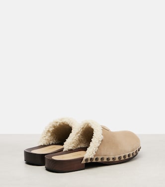 Clogs aus Veloursleder mit Shearling | Miu Miu