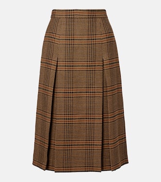 Prince of Wales wool midi skirt | Saint Laurent