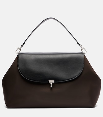 T-Lock Medium leather-trimmed shoulder bag | Toteme