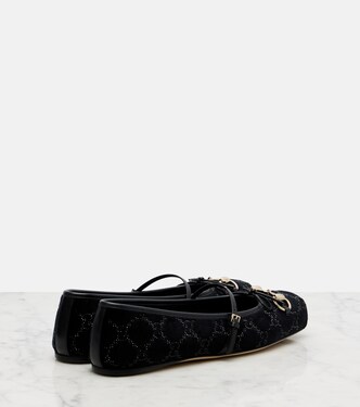 Ballerinas Gucci Horsebit aus Samt mit Kristallen | Gucci