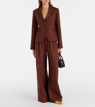 Parker high-rise linen wide-leg pants | Posse