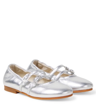 Metallic leather Mary Jane flats | Il Gufo