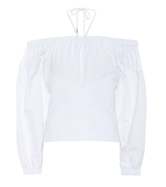 Top Silvia in tessuto tecnico con scollo bardot | Rta