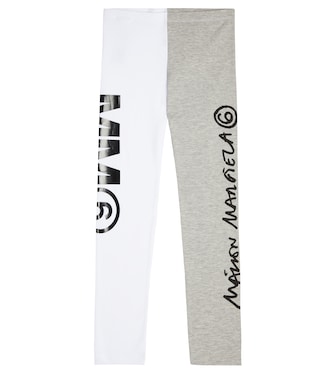 Logo cotton-blend leggings | MM6 Maison Margiela Kids