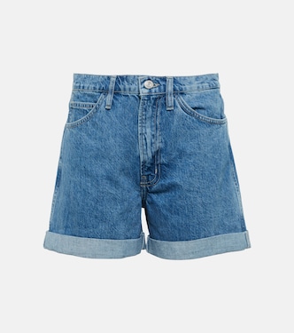 Shorts di jeans a vita alta con risvolto | Frame