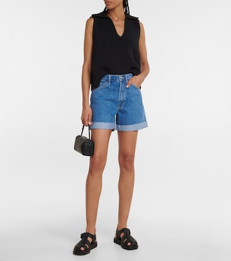 Shorts di jeans a vita alta con risvolto | Frame