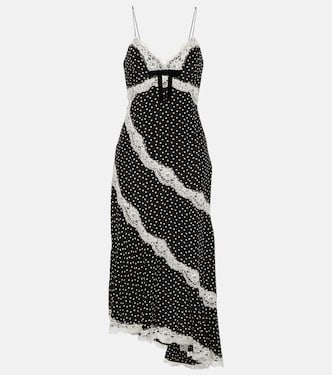 Lace-trimmed polka-dot silk midi dress | Alessandra Rich