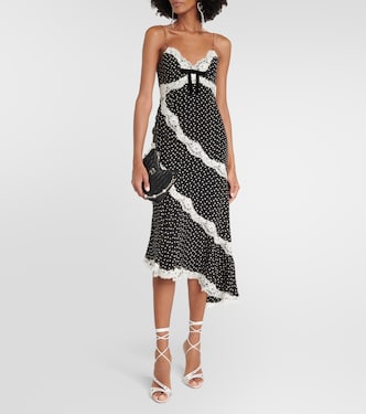 Lace-trimmed polka-dot silk midi dress | Alessandra Rich
