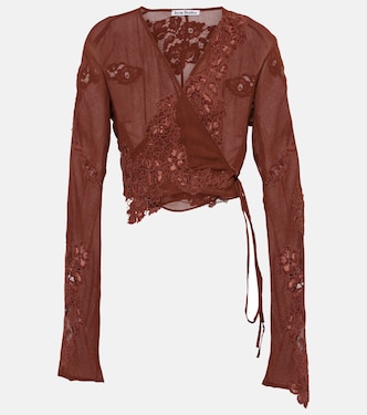 Top cropped con pizzo e stampa floreale | Acne Studios
