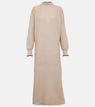 Vestido midi de algodón y alpaca | Brunello Cucinelli