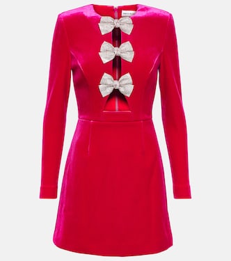 Bernadette bow-detail velvet minidress | Rebecca Vallance