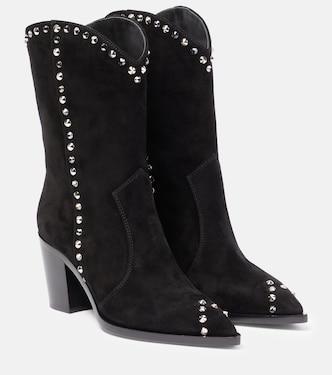 Verzierte Westernstiefel Denver aus Veloursleder | Gianvito Rossi