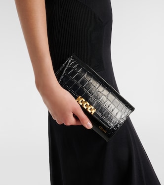 Croc-effect leather wallet on chain | Victoria Beckham