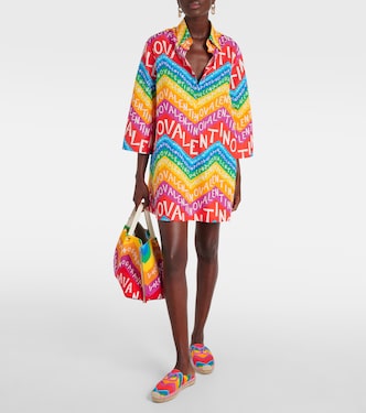 Vestido camisero de algodón con logo | Valentino