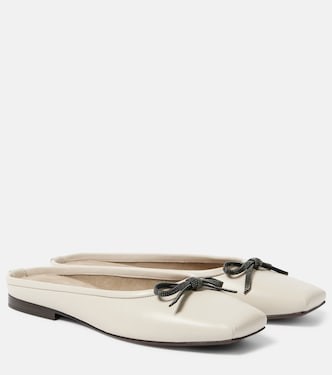 Mules in pelle con monili | Brunello Cucinelli