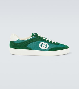 Interlocking G suede and canvas sneakers | Gucci