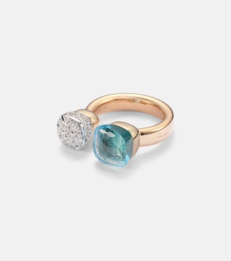 Anello Nudo in oro bianco e rosa 18kt con topazio e diamanti | Pomellato