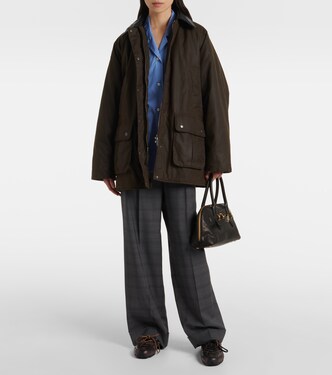 Waxed oversized canvas cotton jacket | Miu Miu