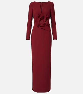 Abito lungo in crêpe con applicazione floreale | Roland Mouret
