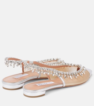 Ballerine slingback Temptation Crystal in mesh | Aquazzura