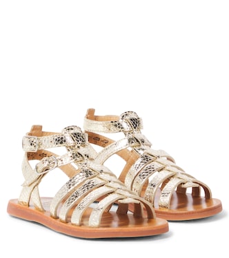 Plagate Gladiator metallic leather sandals | Pom d'Api
