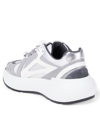 Embossed logo leather-trimmed sneakers | Dolce&Gabbana Kids