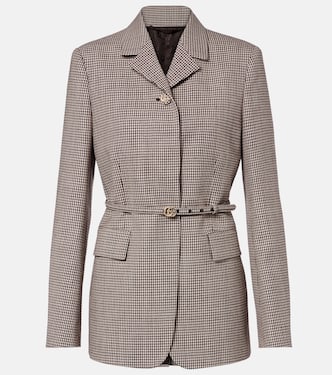 Blazer Double G en laine à carreaux | Gucci