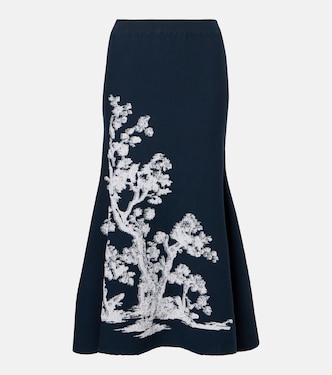 Asymmetric printed midi skirt | Erdem