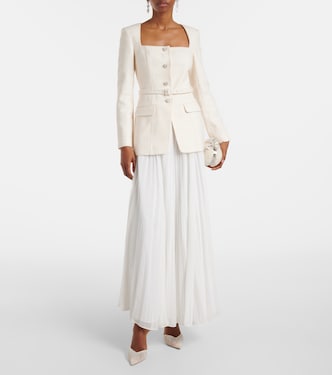 Belted plissé chiffon maxi dress | Self-Portrait