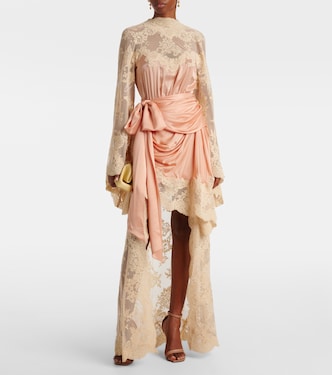 Hypnotic silk satin and lace gown | Zimmermann