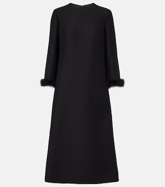 Crepe Couture feather-trimmed midi dress | Valentino