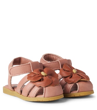 Bebé - sandalias Thami de piel con aplique floral | Donsje