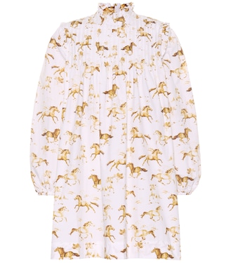 Horse-printed cotton dress | Ganni