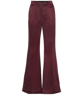 Pantalon évasé Tana en satin de lin mélangé | Joseph