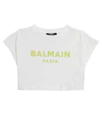 Logo cotton crop top | Balmain Kids