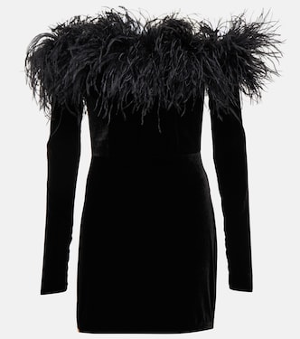 Feather-trimmed velvet minidress | Alessandra Rich