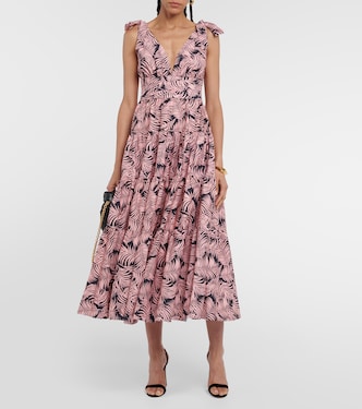 Tiered cotton-blend midi dress | Carolina Herrera